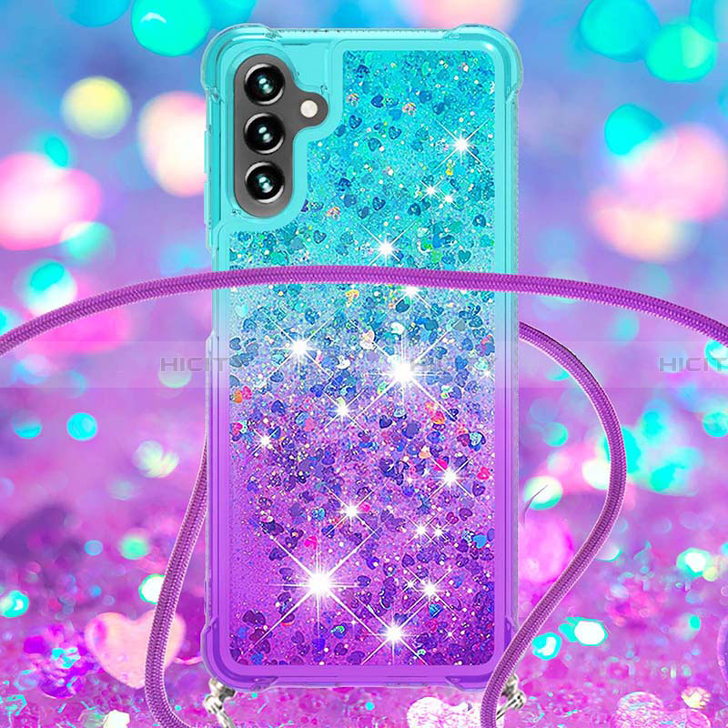 Funda Silicona Carcasa Goma Bling-Bling con Acollador Cordon Lanyard S01 para Samsung Galaxy A13 5G