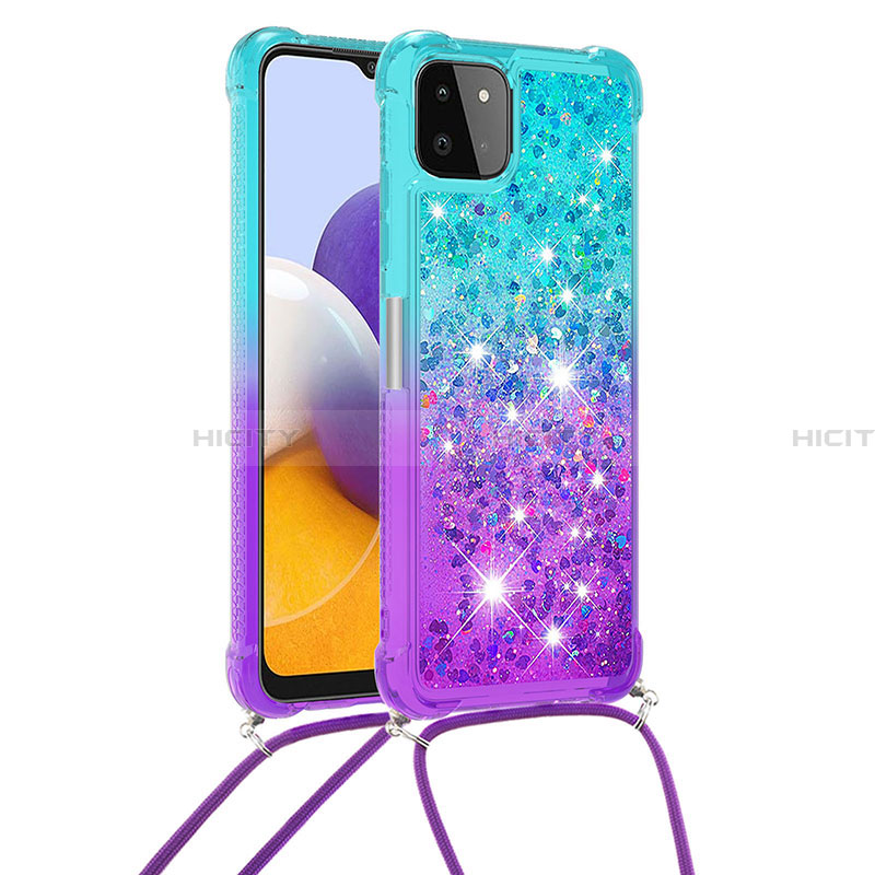 Funda Silicona Carcasa Goma Bling-Bling con Acollador Cordon Lanyard S01 para Samsung Galaxy A22 5G