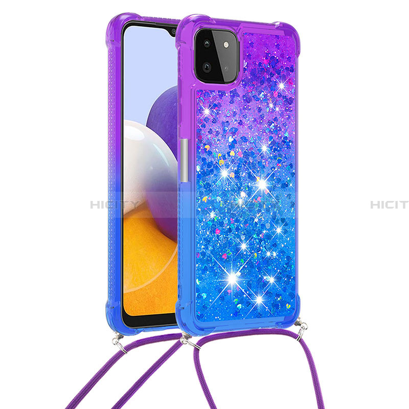 Funda Silicona Carcasa Goma Bling-Bling con Acollador Cordon Lanyard S01 para Samsung Galaxy A22 5G