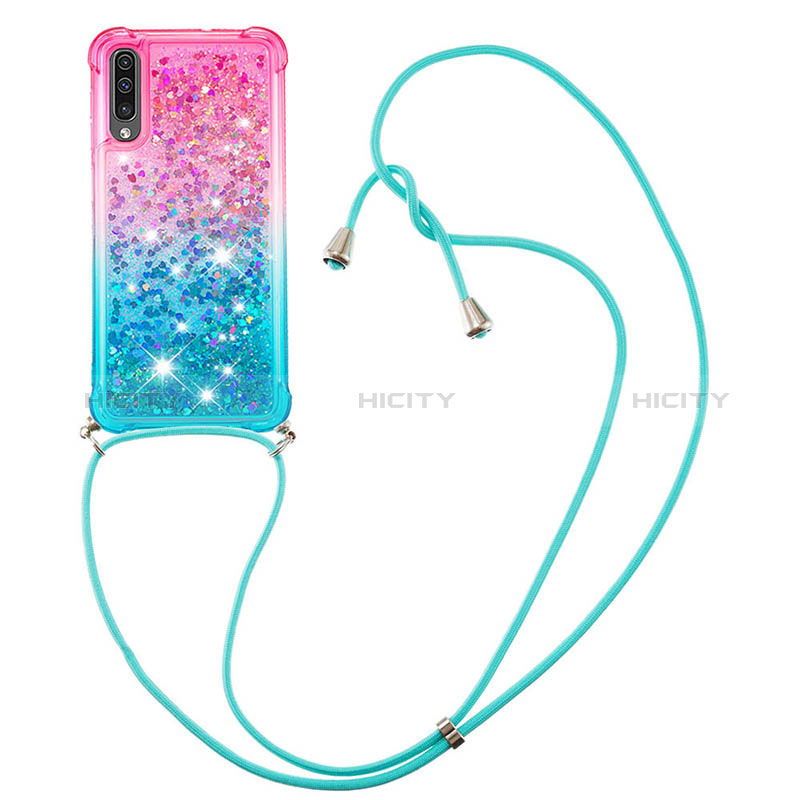 Funda Silicona Carcasa Goma Bling-Bling con Acollador Cordon Lanyard S01 para Samsung Galaxy A30S