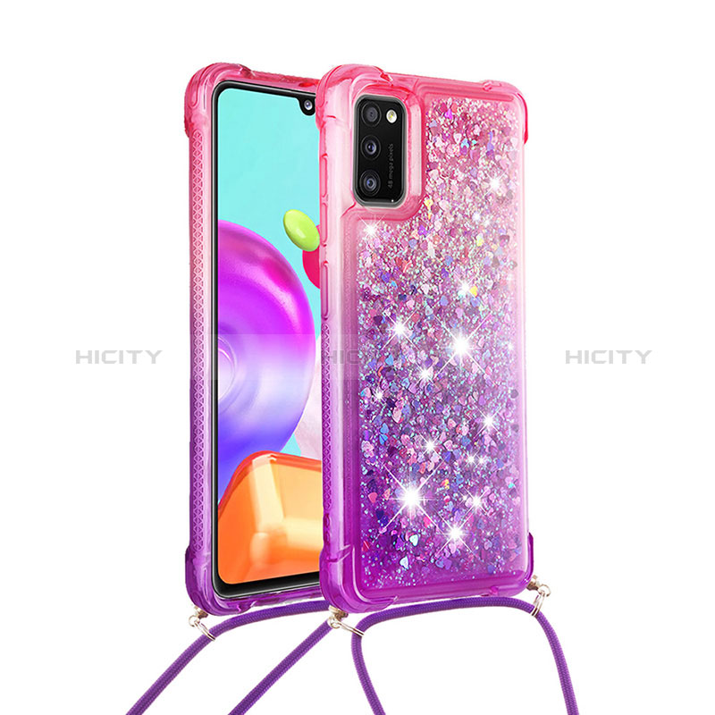 Funda Silicona Carcasa Goma Bling-Bling con Acollador Cordon Lanyard S01 para Samsung Galaxy A41