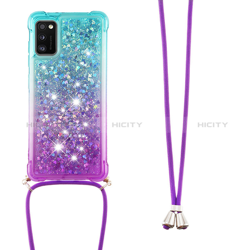 Funda Silicona Carcasa Goma Bling-Bling con Acollador Cordon Lanyard S01 para Samsung Galaxy A41