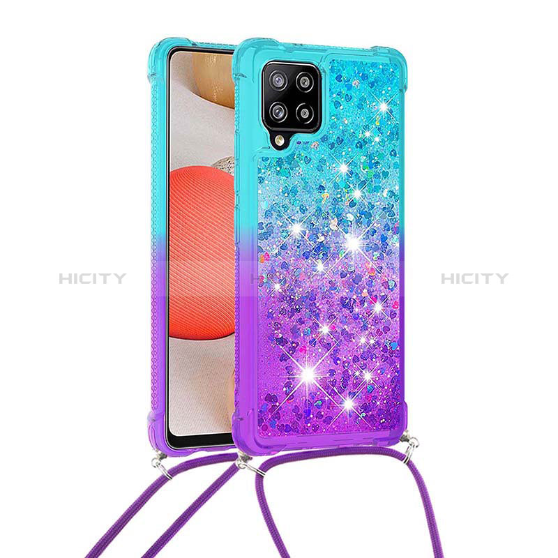 Funda Silicona Carcasa Goma Bling-Bling con Acollador Cordon Lanyard S01 para Samsung Galaxy A42 5G