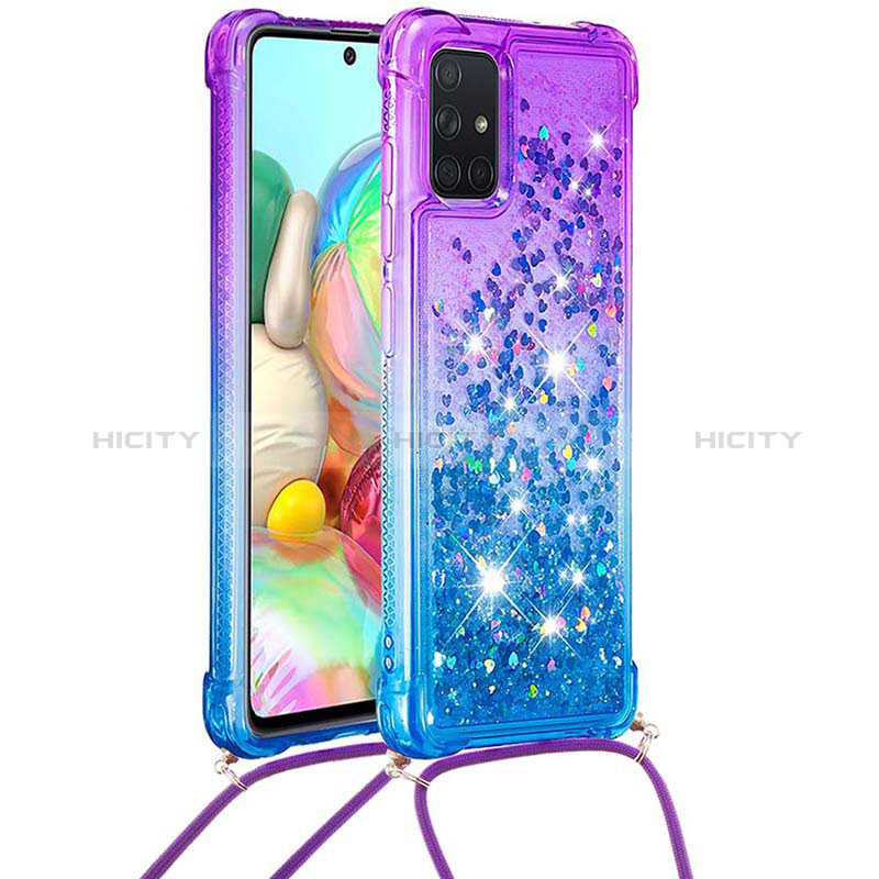 Funda Silicona Carcasa Goma Bling-Bling con Acollador Cordon Lanyard S01 para Samsung Galaxy A71 5G