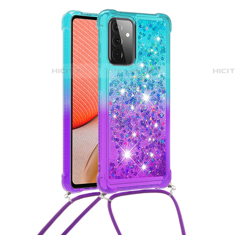 Funda Silicona Carcasa Goma Bling-Bling con Acollador Cordon Lanyard S01 para Samsung Galaxy A72 5G