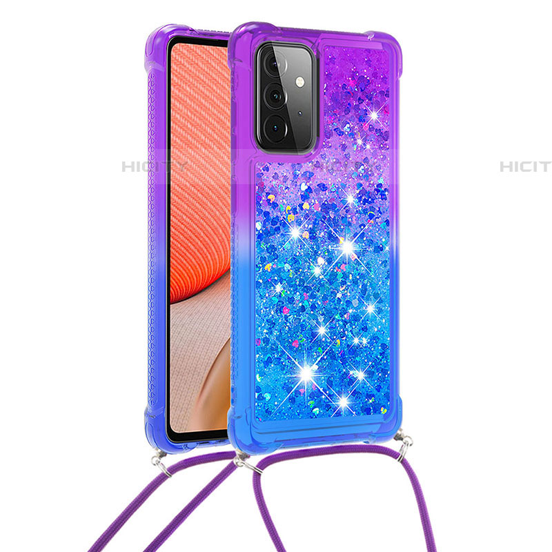 Funda Silicona Carcasa Goma Bling-Bling con Acollador Cordon Lanyard S01 para Samsung Galaxy A72 5G