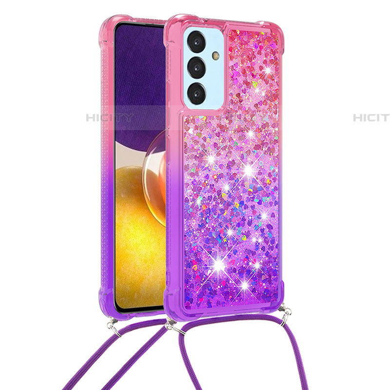 Funda Silicona Carcasa Goma Bling-Bling con Acollador Cordon Lanyard S01 para Samsung Galaxy A82 5G