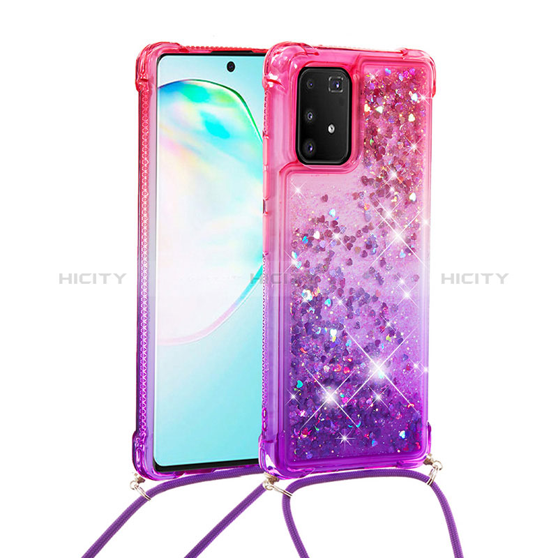 Funda Silicona Carcasa Goma Bling-Bling con Acollador Cordon Lanyard S01 para Samsung Galaxy A91