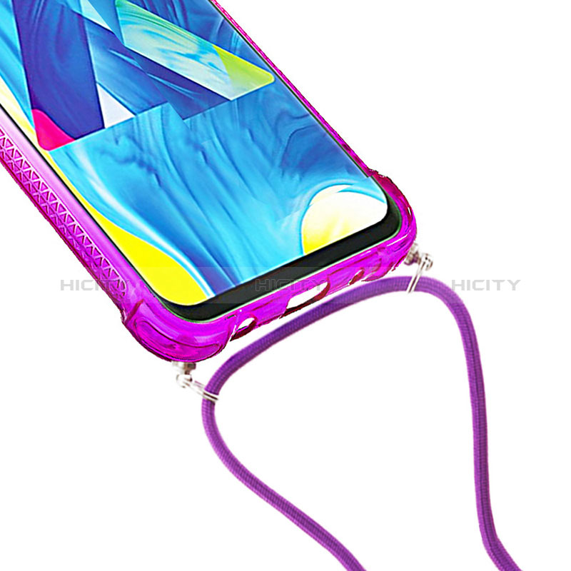 Funda Silicona Carcasa Goma Bling-Bling con Acollador Cordon Lanyard S01 para Samsung Galaxy M10