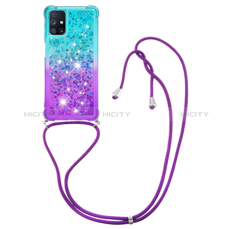 Funda Silicona Carcasa Goma Bling-Bling con Acollador Cordon Lanyard S01 para Samsung Galaxy M51