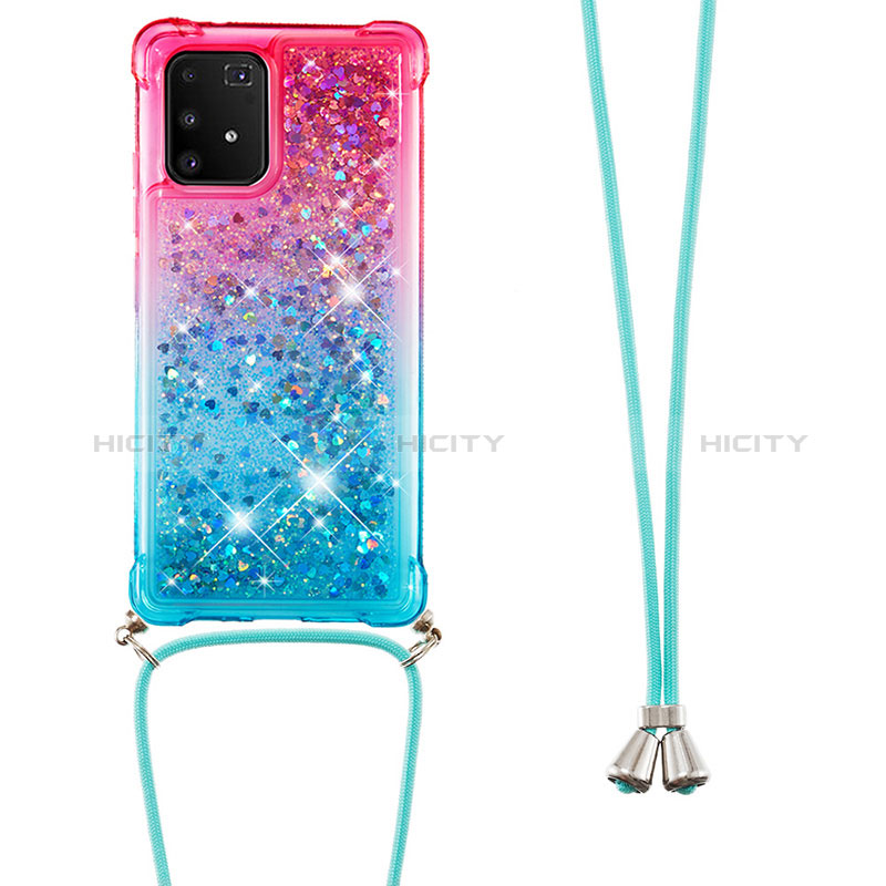 Funda Silicona Carcasa Goma Bling-Bling con Acollador Cordon Lanyard S01 para Samsung Galaxy M80S