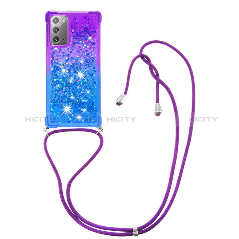 Funda Silicona Carcasa Goma Bling-Bling con Acollador Cordon Lanyard S01 para Samsung Galaxy Note 20 5G