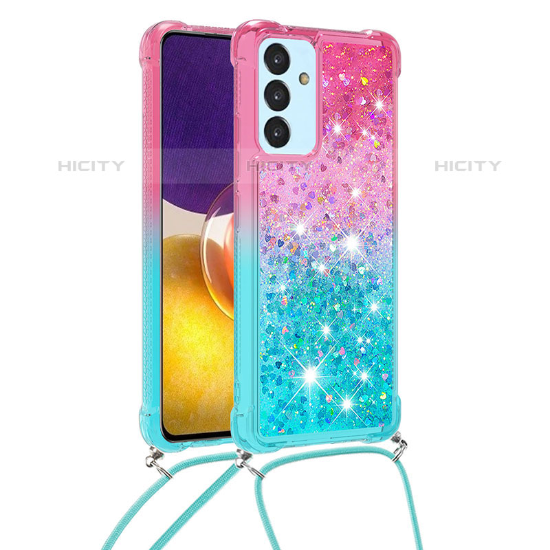 Funda Silicona Carcasa Goma Bling-Bling con Acollador Cordon Lanyard S01 para Samsung Galaxy Quantum2 5G