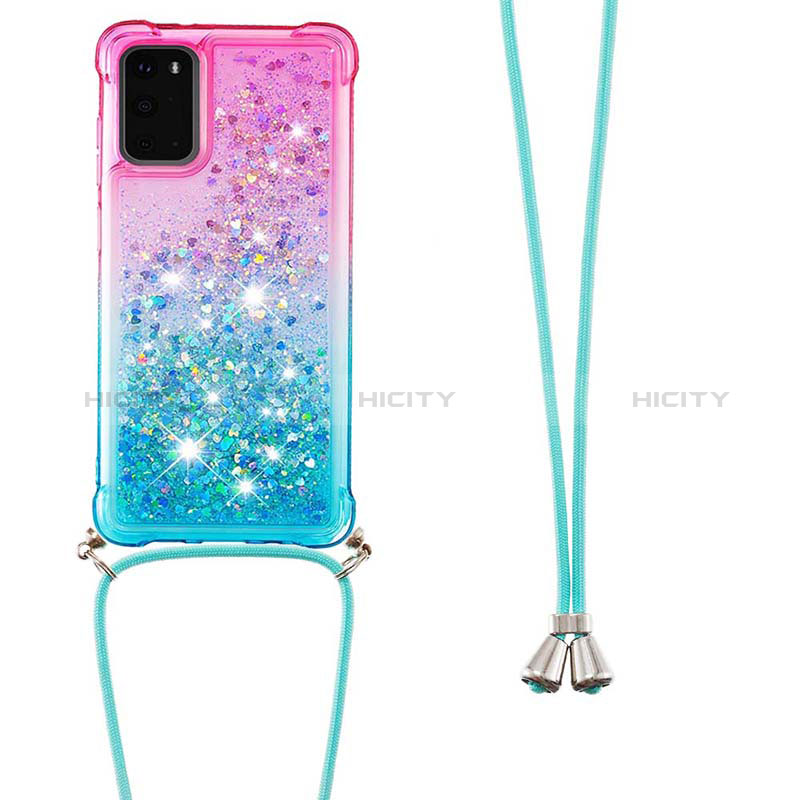 Funda Silicona Carcasa Goma Bling-Bling con Acollador Cordon Lanyard S01 para Samsung Galaxy S20 5G