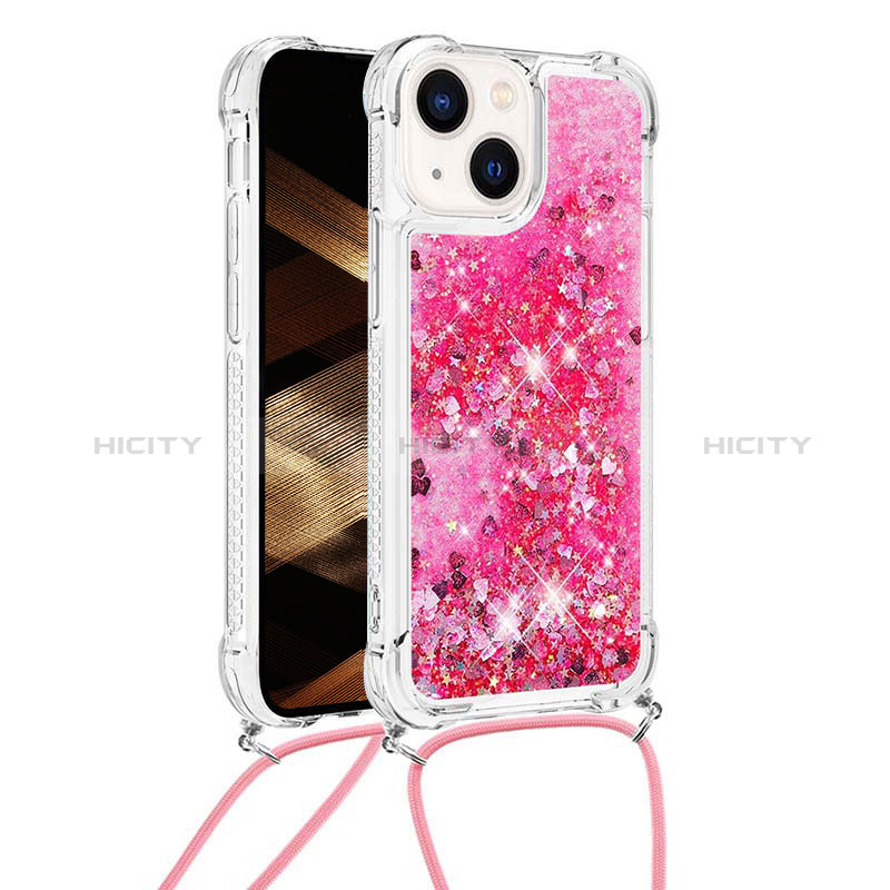 Funda Silicona Carcasa Goma Bling-Bling con Acollador Cordon Lanyard S02 para Apple iPhone 14 Plus