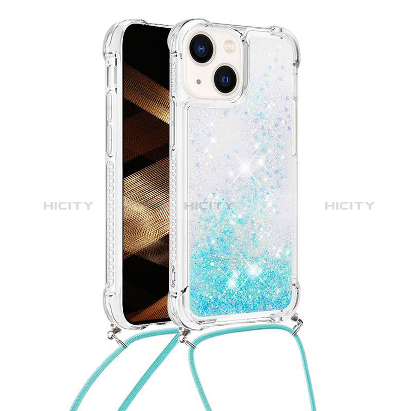 Funda Silicona Carcasa Goma Bling-Bling con Acollador Cordon Lanyard S02 para Apple iPhone 14 Plus