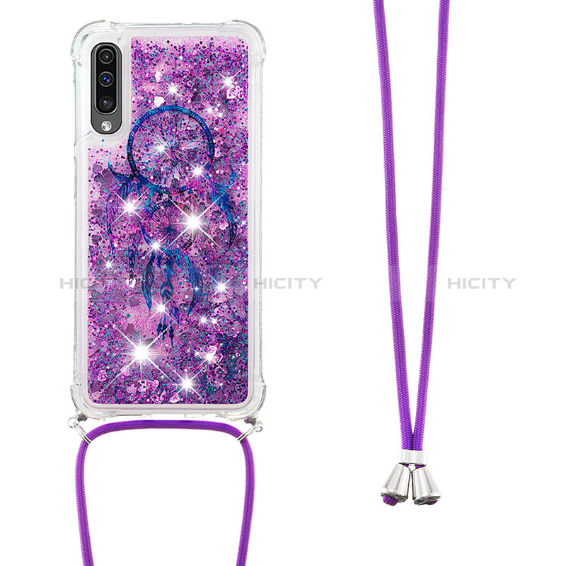 Funda Silicona Carcasa Goma Bling-Bling con Acollador Cordon Lanyard S02 para Samsung Galaxy A30S