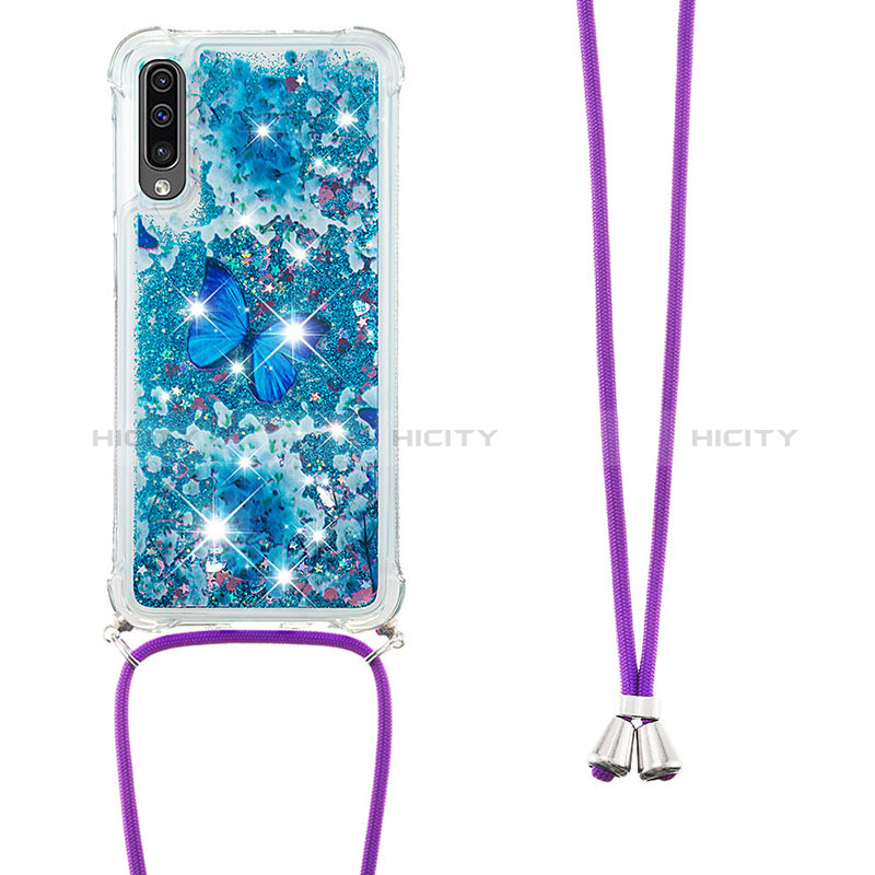 Funda Silicona Carcasa Goma Bling-Bling con Acollador Cordon Lanyard S02 para Samsung Galaxy A30S