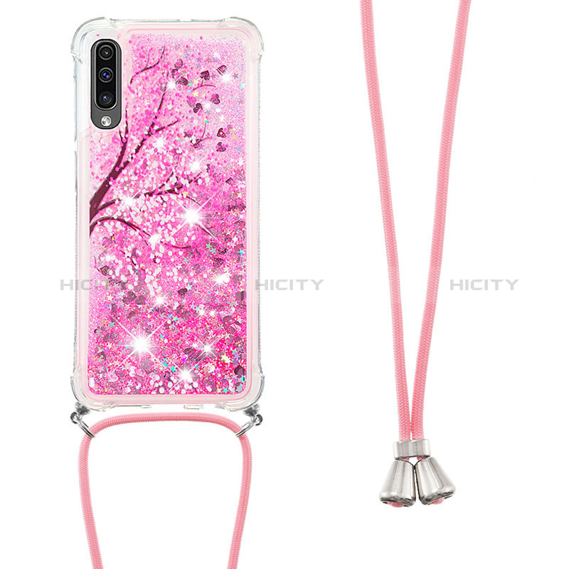 Funda Silicona Carcasa Goma Bling-Bling con Acollador Cordon Lanyard S02 para Samsung Galaxy A30S