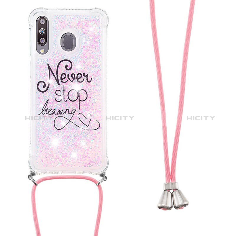 Funda Silicona Carcasa Goma Bling-Bling con Acollador Cordon Lanyard S02 para Samsung Galaxy A40s