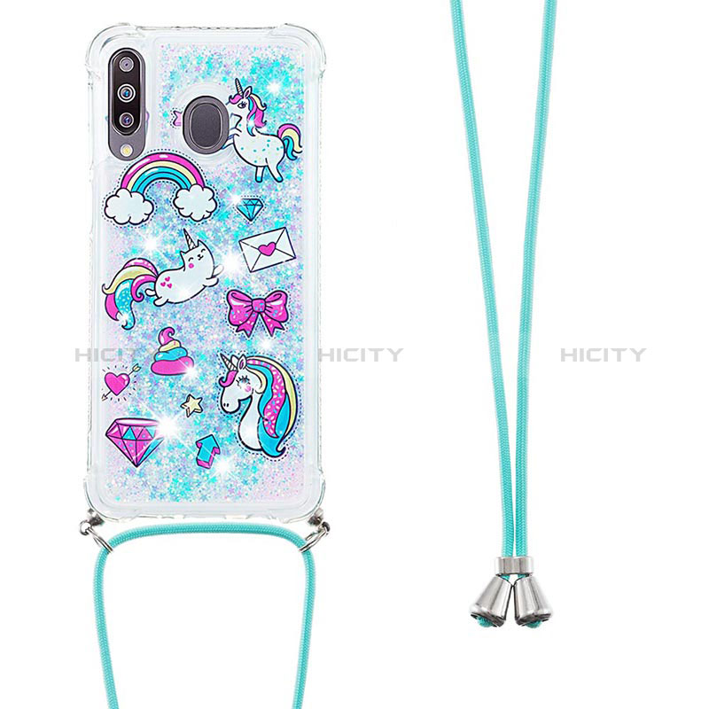 Funda Silicona Carcasa Goma Bling-Bling con Acollador Cordon Lanyard S02 para Samsung Galaxy A40s