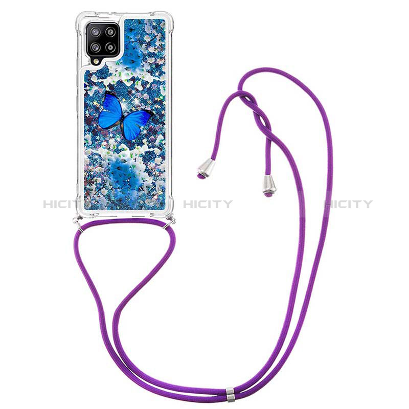 Funda Silicona Carcasa Goma Bling-Bling con Acollador Cordon Lanyard S02 para Samsung Galaxy A42 5G