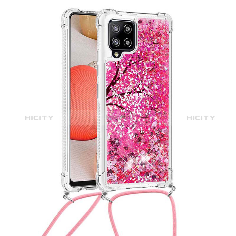 Funda Silicona Carcasa Goma Bling-Bling con Acollador Cordon Lanyard S02 para Samsung Galaxy A42 5G