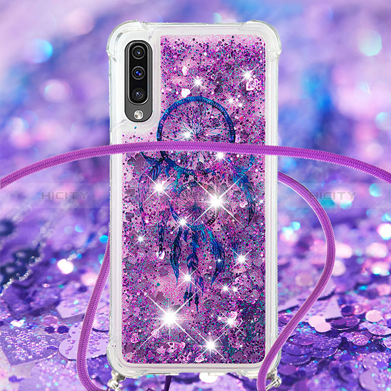 Funda Silicona Carcasa Goma Bling-Bling con Acollador Cordon Lanyard S02 para Samsung Galaxy A50