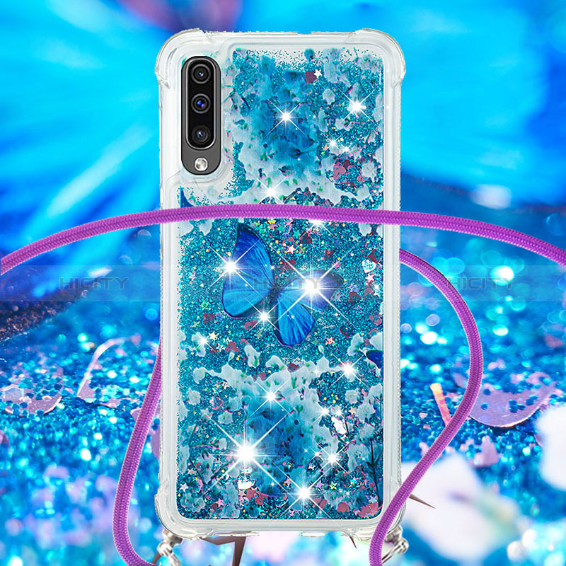 Funda Silicona Carcasa Goma Bling-Bling con Acollador Cordon Lanyard S02 para Samsung Galaxy A50S