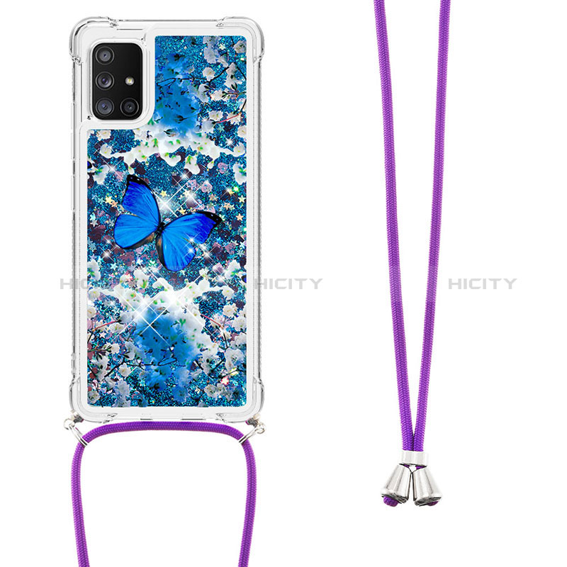 Funda Silicona Carcasa Goma Bling-Bling con Acollador Cordon Lanyard S02 para Samsung Galaxy A71 5G