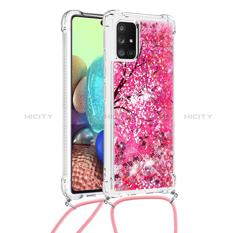 Funda Silicona Carcasa Goma Bling-Bling con Acollador Cordon Lanyard S02 para Samsung Galaxy A71 5G