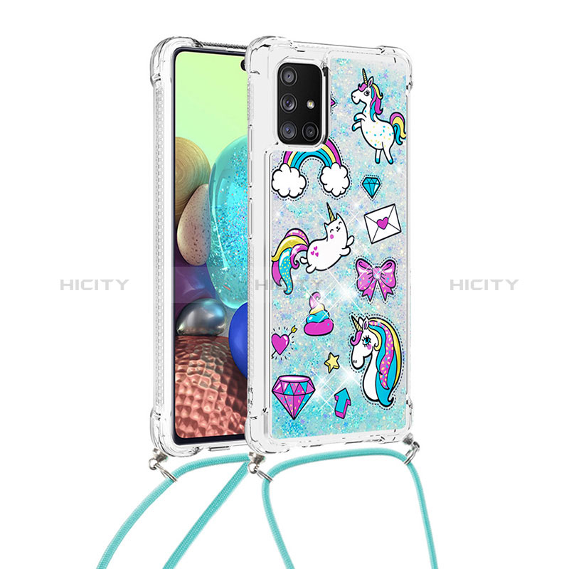 Funda Silicona Carcasa Goma Bling-Bling con Acollador Cordon Lanyard S02 para Samsung Galaxy A71 5G