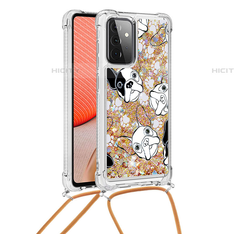 Funda Silicona Carcasa Goma Bling-Bling con Acollador Cordon Lanyard S02 para Samsung Galaxy A72 5G