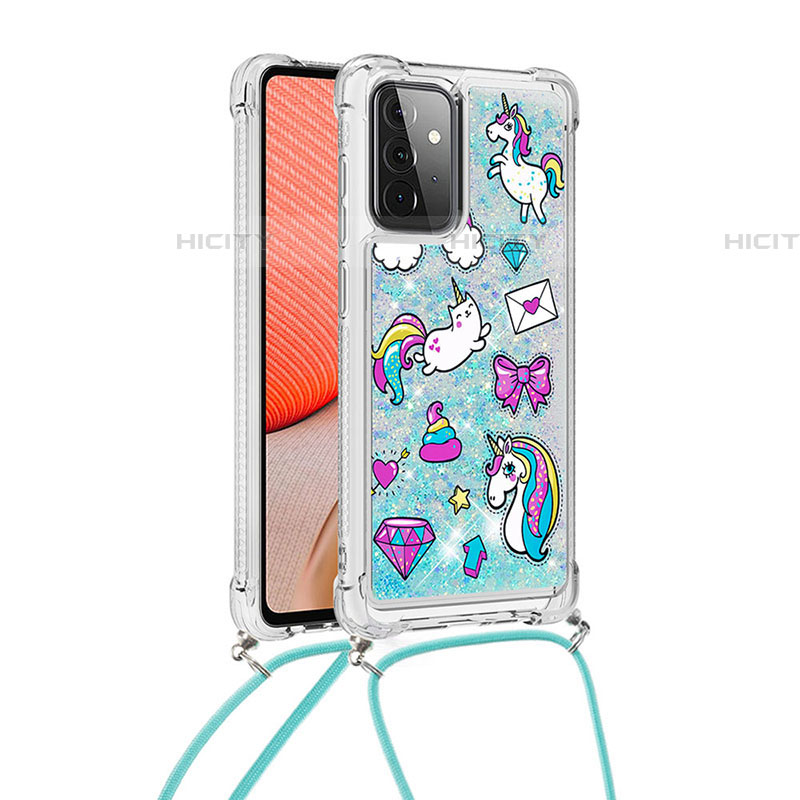 Funda Silicona Carcasa Goma Bling-Bling con Acollador Cordon Lanyard S02 para Samsung Galaxy A72 5G