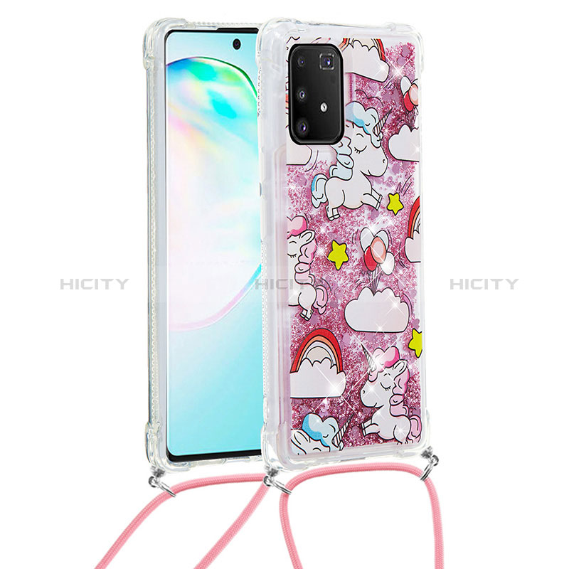 Funda Silicona Carcasa Goma Bling-Bling con Acollador Cordon Lanyard S02 para Samsung Galaxy A91