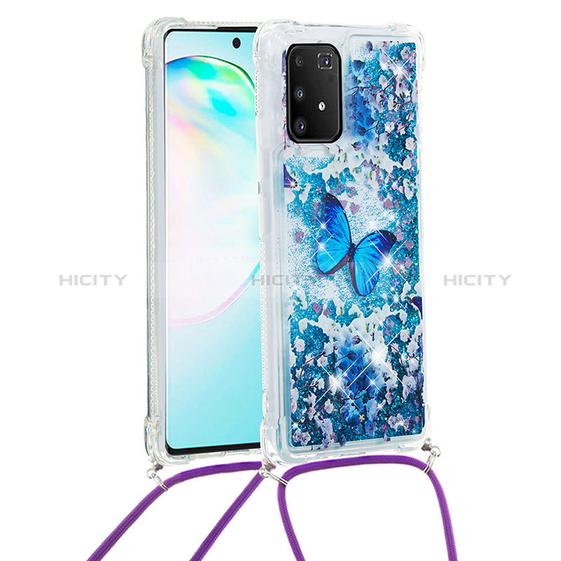 Funda Silicona Carcasa Goma Bling-Bling con Acollador Cordon Lanyard S02 para Samsung Galaxy A91