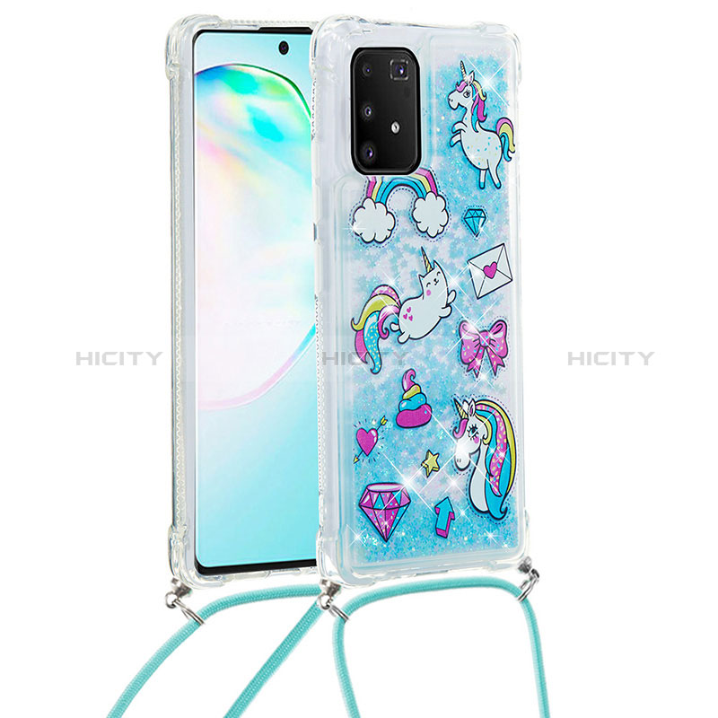 Funda Silicona Carcasa Goma Bling-Bling con Acollador Cordon Lanyard S02 para Samsung Galaxy A91