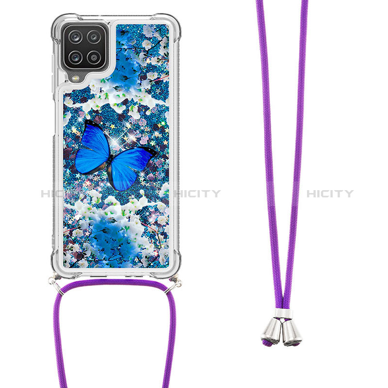 Funda Silicona Carcasa Goma Bling-Bling con Acollador Cordon Lanyard S02 para Samsung Galaxy F12