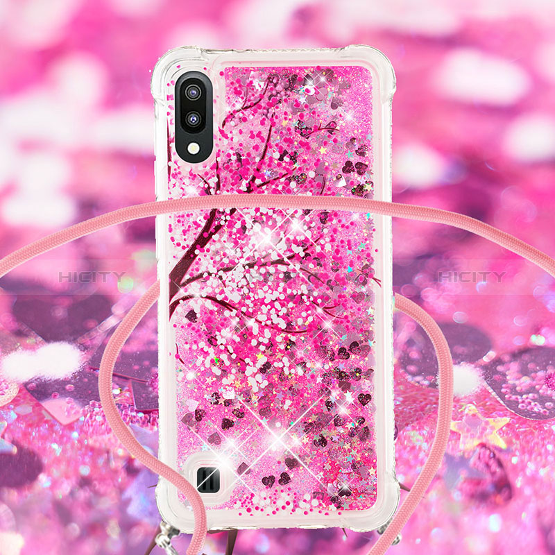 Funda Silicona Carcasa Goma Bling-Bling con Acollador Cordon Lanyard S02 para Samsung Galaxy M10