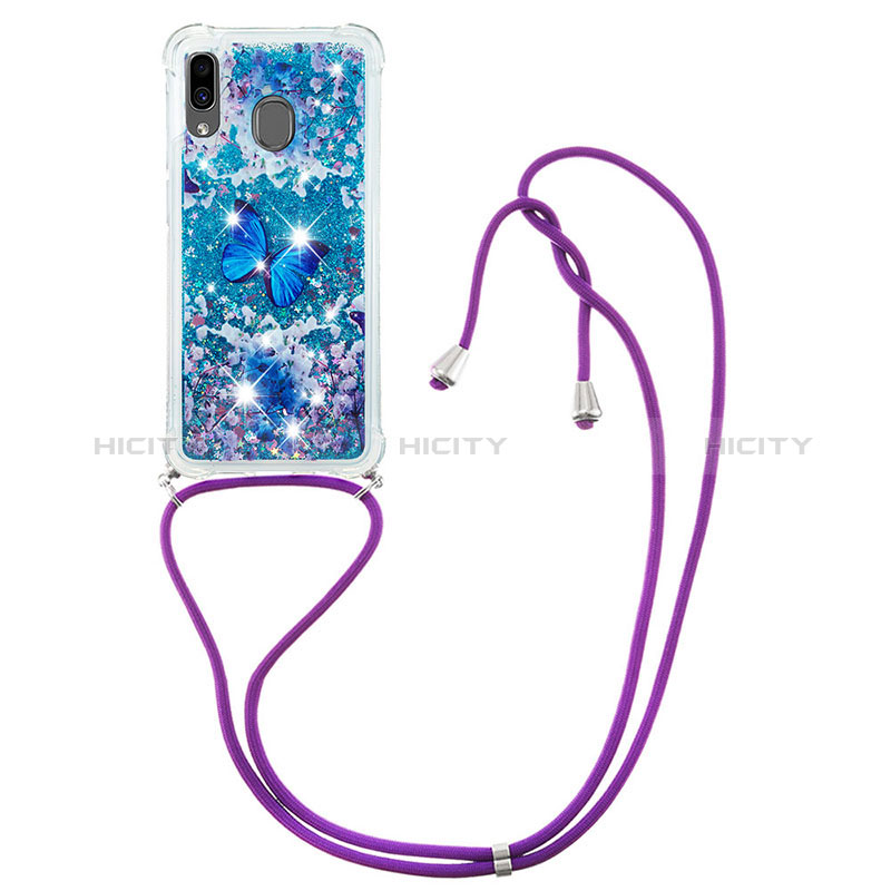 Funda Silicona Carcasa Goma Bling-Bling con Acollador Cordon Lanyard S02 para Samsung Galaxy M10S