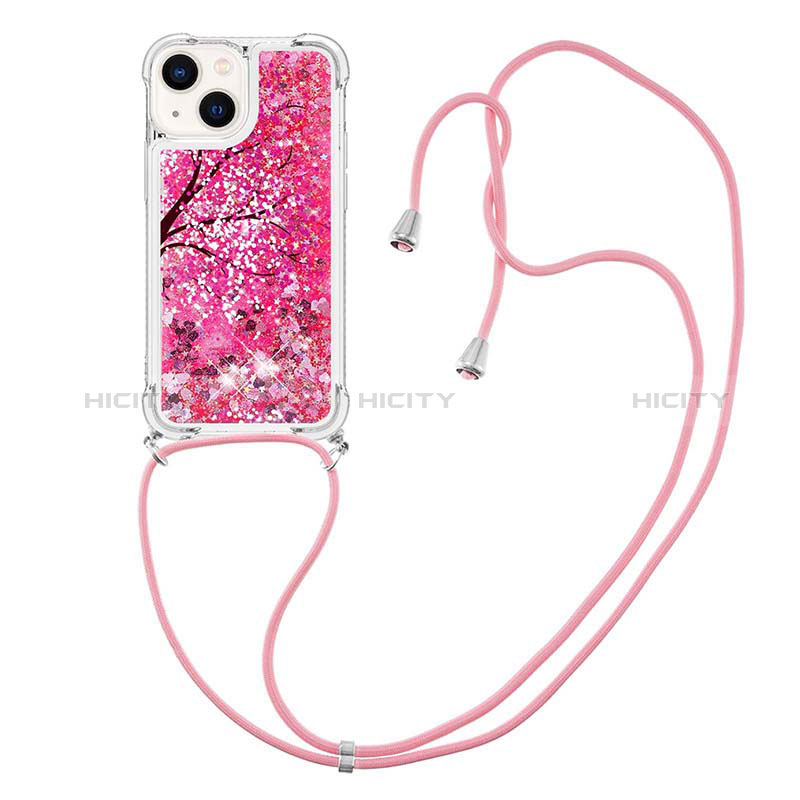 Funda Silicona Carcasa Goma Bling-Bling con Acollador Cordon Lanyard S03 para Apple iPhone 13