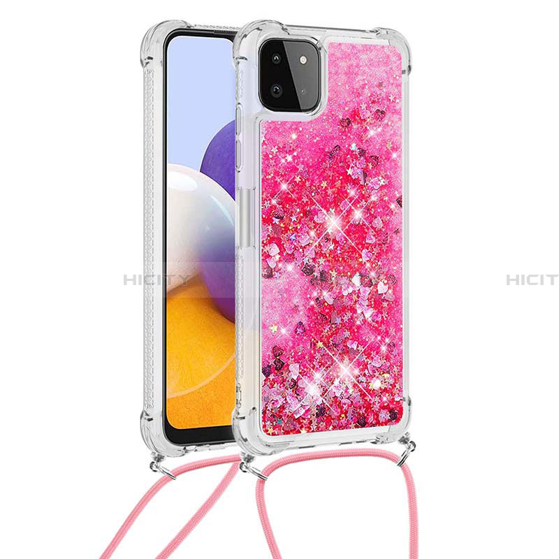 Funda Silicona Carcasa Goma Bling-Bling con Acollador Cordon Lanyard S03 para Samsung Galaxy A22 5G