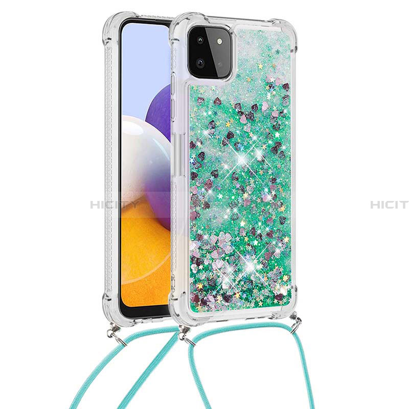 Funda Silicona Carcasa Goma Bling-Bling con Acollador Cordon Lanyard S03 para Samsung Galaxy A22 5G