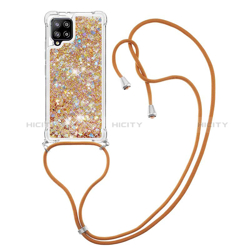 Funda Silicona Carcasa Goma Bling-Bling con Acollador Cordon Lanyard S03 para Samsung Galaxy A42 5G