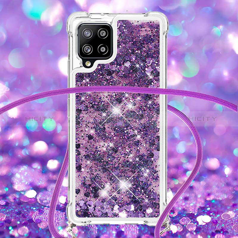 Funda Silicona Carcasa Goma Bling-Bling con Acollador Cordon Lanyard S03 para Samsung Galaxy A42 5G