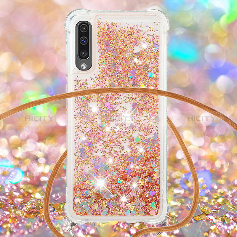 Funda Silicona Carcasa Goma Bling-Bling con Acollador Cordon Lanyard S03 para Samsung Galaxy A50S