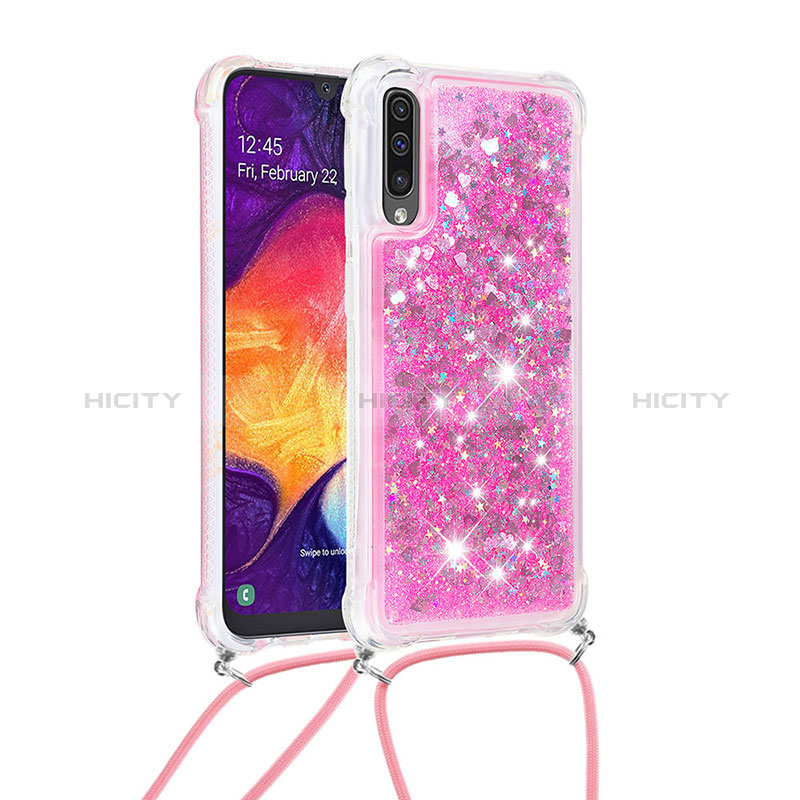 Funda Silicona Carcasa Goma Bling-Bling con Acollador Cordon Lanyard S03 para Samsung Galaxy A50S