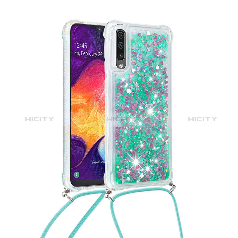 Funda Silicona Carcasa Goma Bling-Bling con Acollador Cordon Lanyard S03 para Samsung Galaxy A50S