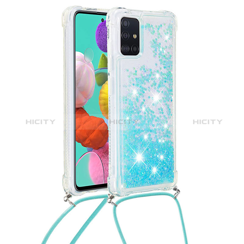 Funda Silicona Carcasa Goma Bling-Bling con Acollador Cordon Lanyard S03 para Samsung Galaxy A51 4G