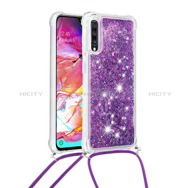 Funda Silicona Carcasa Goma Bling-Bling con Acollador Cordon Lanyard S03 para Samsung Galaxy A70S